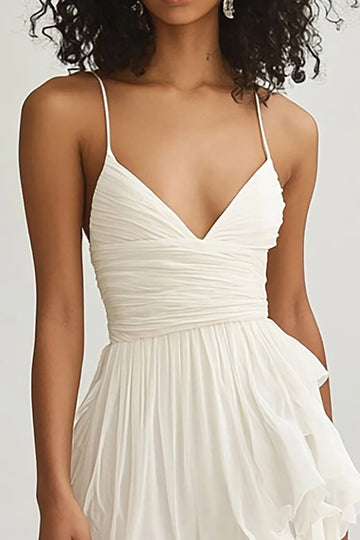 Ivory A Line Asymmetrical Chiffon Graduation Dress